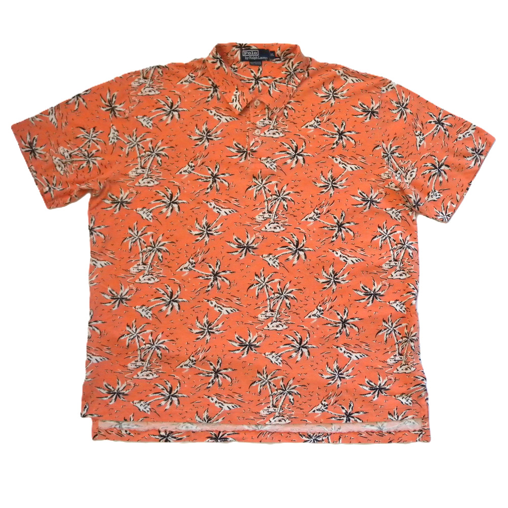 Polo Ralph Lauren Men's XL Short Sleeve Polo Coral Orange Palm Tree Print